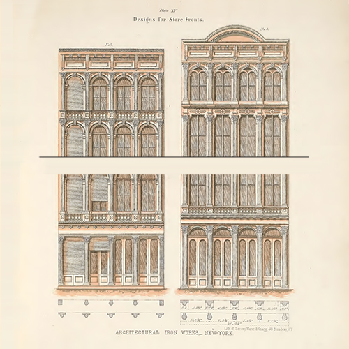 Historical cast-iron façade drawing